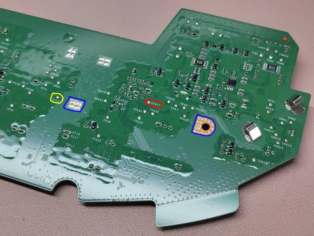 Conformal coating on test point TPA17